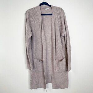 Cozy Taupe Open Front Longline Cardigan with Pockets Maurices XL